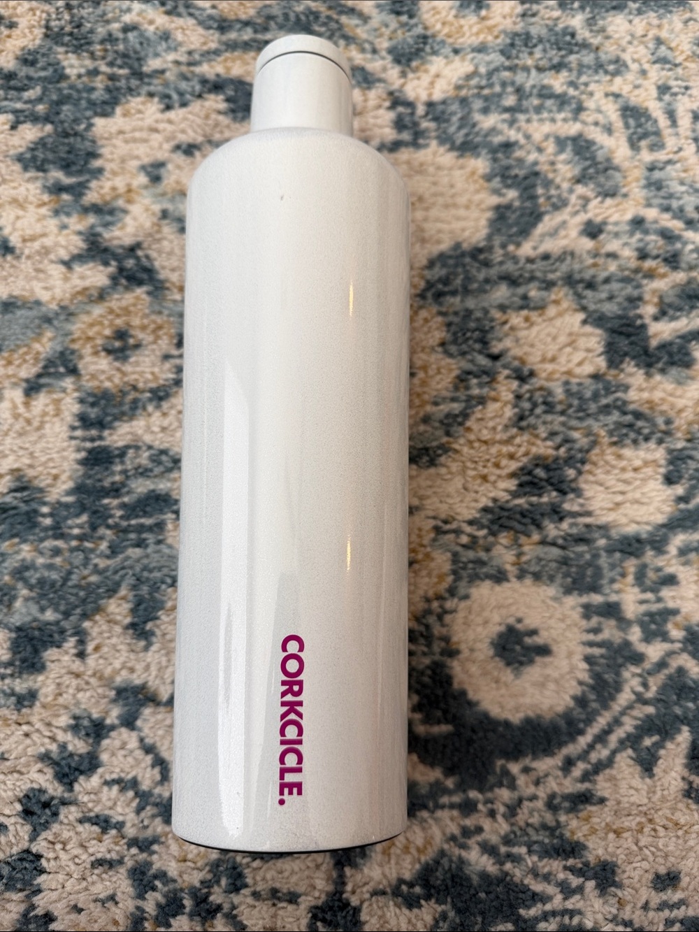 25 OZ Corkcicle White Bottle with Pink Logo Unicorn Magic